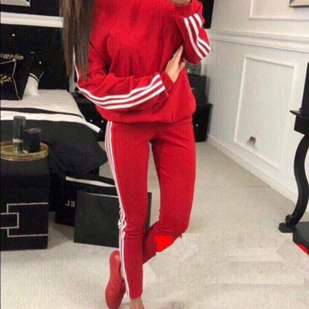 Stripped sweatshirt Pants sport Set